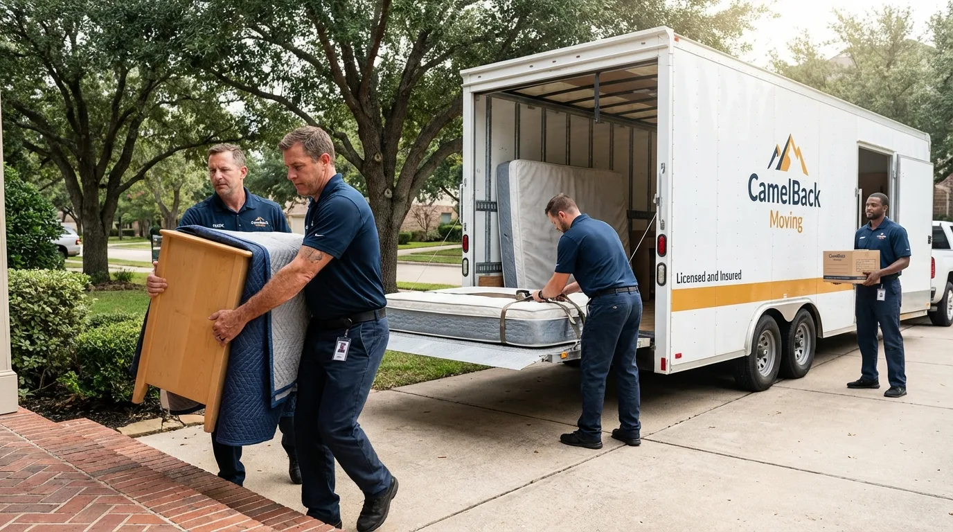 Crew loading residential truck for cross-state move from Ashville, OH