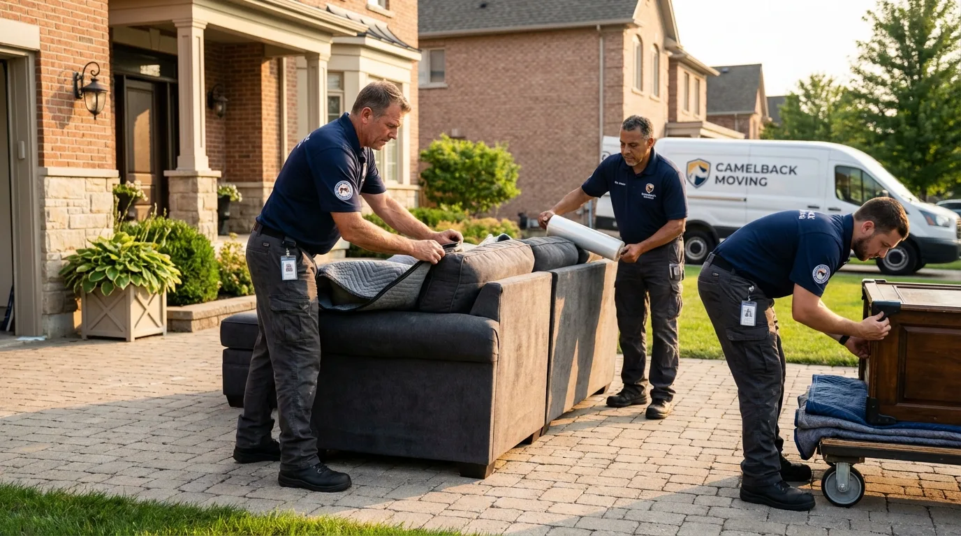 Large estate moving crew wrapping furniture in Ashville, OH